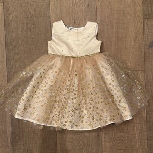 Blueberi Boulevard Cream and Gold Formal Dress